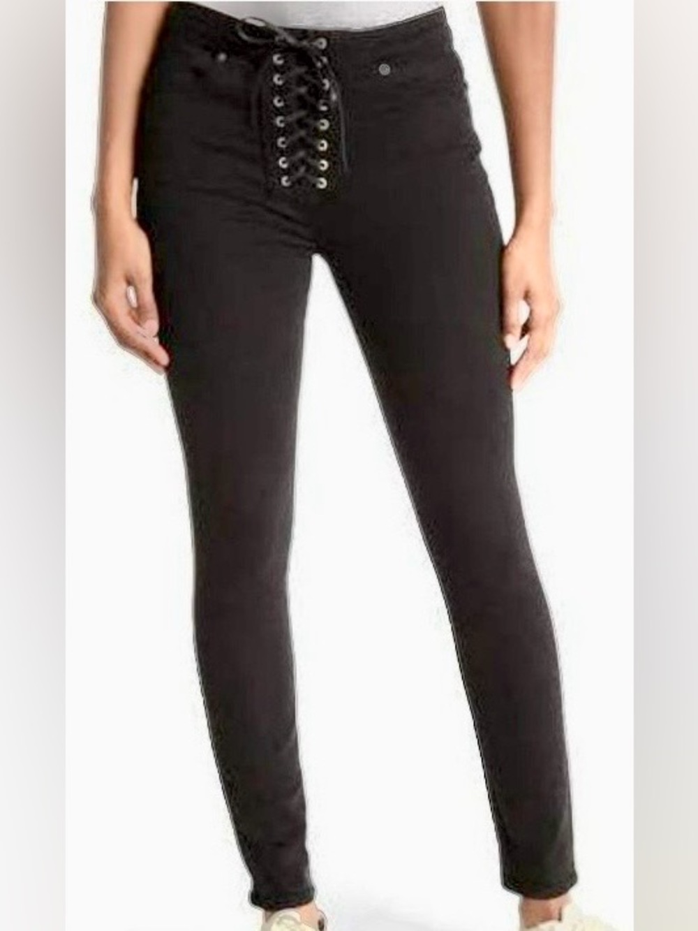 Ètica Giselle Lace Up Black Skinny High Rise Jeans 27 NWT⭐️
